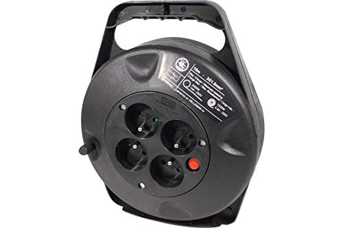Cable alargador eléctrico enrollable con 4 enchufes y termofusible, 10 m