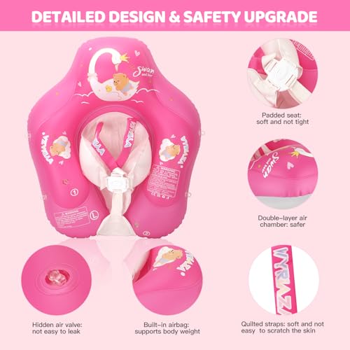 Image of LOOWARTS Baby Float with Canopy,Infant Pool Float with Safety Seat,Baby Swimming Float & Swim Float & Water Float UPF50+ UV Protection for Toddler from 3 to 36 Months