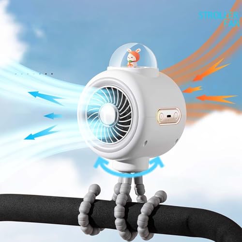 Clip Fan for Stroller, Safe Portable Fan Stroller, ABS, PC, Silicone, Electronic Components Power Bank 3 Speed Cooling Device, Adjustable Stand for Seat, Baby Desk, Crib, Car, and Outdoor, 34x11x11cm – Image 3