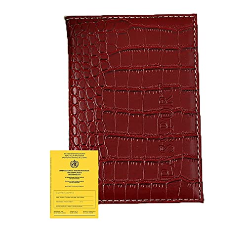 Impfpass Hülle Schutzhülle Impfausweis und Reisepass Lederoptik Impfbescheinigung Reisepasshülle Passhülle Ausweis Hülle Impfpasshülle in Schwarz Rot Cover