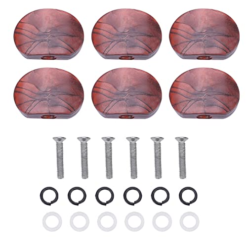6 PCS Tuner Buttons Guitar Machine Head Semicircle Tuning Peg Knobs Replacement with Ferrule and Screw(Oval brown agate)