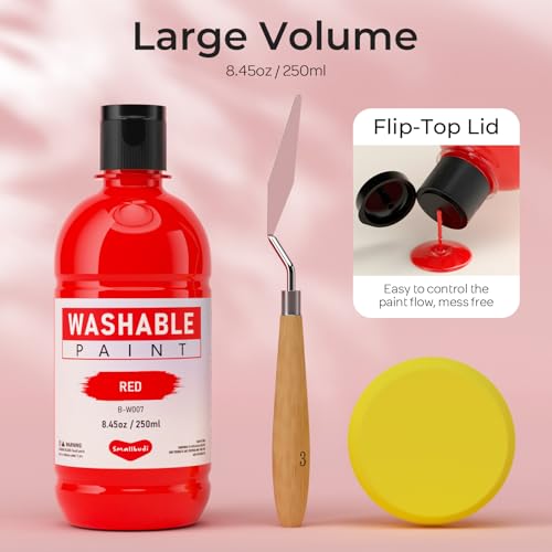 Smallbudi 8 Colors Large Washable Paint Set for Kid (8.45oz,250 ml), Bulk Acrylic Paint Supplies Non Toxic Children Tempera Paint for Art, Craft, DIY, Poster & Finger Paint, Face, School Home Classroom Party - Image 8