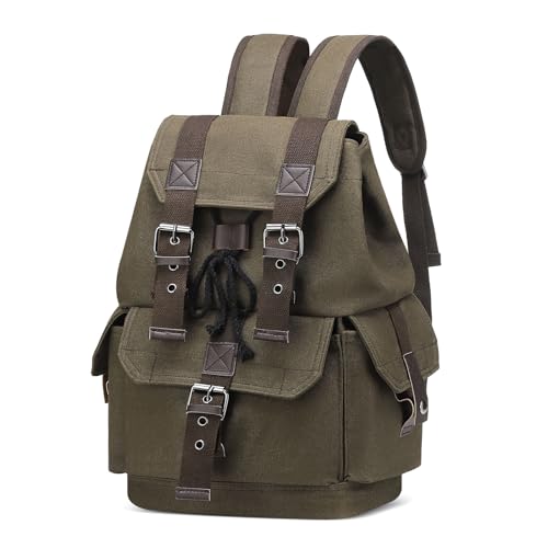 SUIKIHUM Vintage Canvas Backpack for Men Women, Durable Casual Daypack,