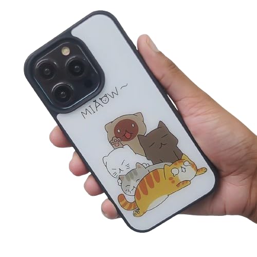 Image of PEEPERLY Back Cover Case for iPhone 13 Pro Max Scratch Resistant Anti-Slip TPU Shockproof Protective Durable Meow Tastic Cat Illustration Case for Girls & Women(Pattern2)