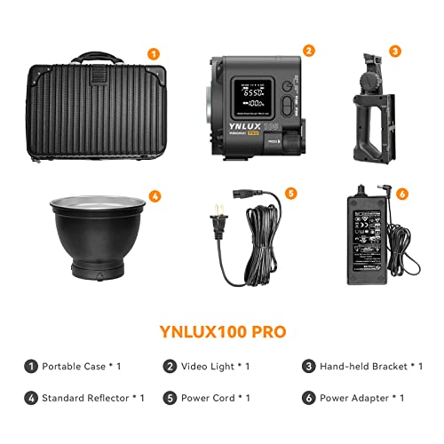 Image of Yongnuo YNLUX100 Pro Handheld Continuous Output Lighting, 120W COB LED Video Light with Bowens Mount, 2700-6500K Bi-Color CRI95+ Wireless Remote, for Portrait Wedding Outdoor Shooting YouTube Videos