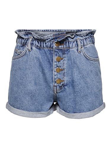 ONLY Damen Denim Jeans Shorts | Kurze Bermuda Pants Sommer Hose | Paperback mit elastischem Bund ONLCUBA, Farben:Blau-2, Größe:M
