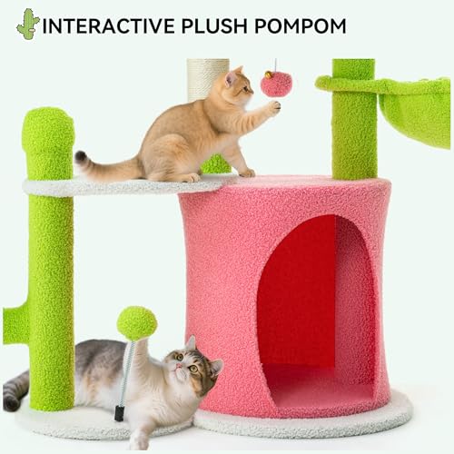 Árbol para gatos YITAHOME 36 in verde y rosa miniatura 5