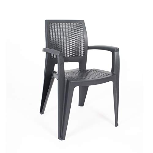 CREVICOSTA-QUALITY-MARK-MARCAS-DE-CALIDAD-Set-4-SILLAS-Caribe-Antracita-Mueble-terraza-jardin-imitacion-ratan-Interior-y-Exterior-mobiliario-Camping-Patio-balcon-Picnic-Outdoor 41YT4VGh0DL
