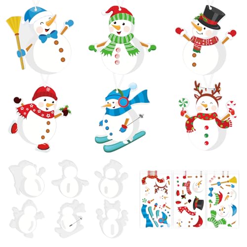 PAIVSUN 24Pcs Christmas Craft Kits, DIY Snowman Stickers Cutouts Ornaments
