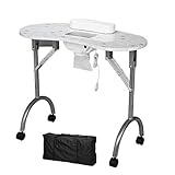 Mefeir Manicure Nail Table with Electric Dust Collector, Foldable MDF Laminated Home Nail Beauty...