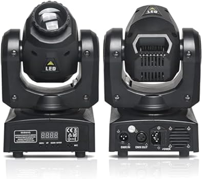 2 Pack 30W Mini LED DJ Lights with 8 Gobo & 8 Colors, DMX