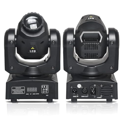 (2Pack) LED Moving Head Light Mini 30W DJ Moving Head Gobo Light mit 8 Gobos und 8 Farben, DMX und sprachgesteuertem Stage Strobe Spotlight für Hochzeit, DJ, Party, Club, Disco, Beam Lights