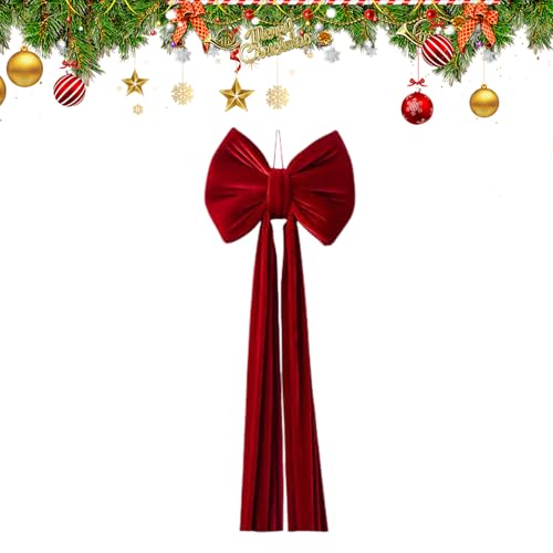 Lazo Gigante para Árbol De Navidad,Decoraciones De De Terciopelo - Coronación De Árbol con Lazo De Navidad | para Decoraciones De Exterior Puerta Valla Escalera Frontal Fondo Hogar Fiestas