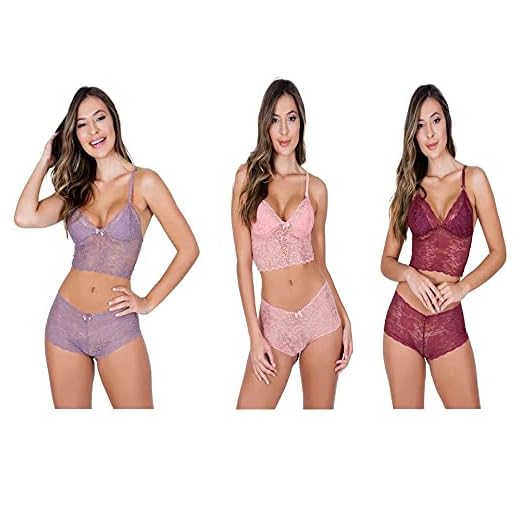 Baby Doll em Renda de luxo kit com 3 Conjuntos Lingerie (GG, SATIN,ROSA,VINHO)