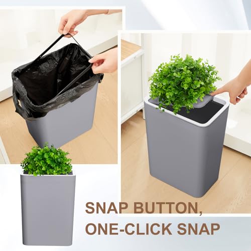 Image of Jingmore Dog Poop Trash Can Outside 3.96 Gal /15 L Plant Styled Dog Waste Trash Can with Lid 50 Waste Bags Outdoor Indoor Poop Container Slim Garbage Bin for Yard Garden Pet (Gray)