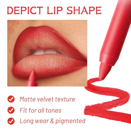 Image of Classic Red Lip Matte Lip Liner Pencil - Smooth & Moisturizing Lip Pencil for Precise Contour, Rich Color Payoff, Lightweight Everyday Lip Makeup, Twist-Up Design,04#