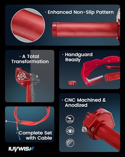 Image of Mini Bike Throttle Kit 7 /8 inch 22mm MiniBike Throttle Assembly + Throttle Cable CNC Quick Twist Universal for Dirt Pit Bike Motorcycle CT200U CT200U-EX BT200X CRF KLX SSR 50 110 125 250 Red