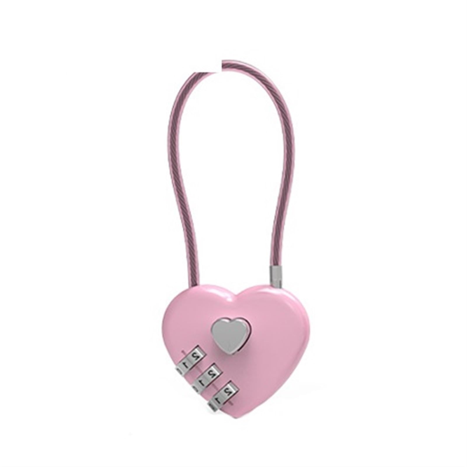 Cadenas cœur rose à 3 codes pour verrouiller casier et sac à main