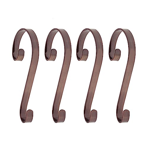 Haute Decor Stocking Scrolls Stocking Hanger - 4 Pack (Oil-Rubbed Bronze) - Christmas Stocking Holders for Various Mantel Sizes Including Large