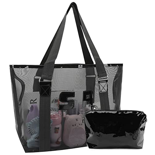 zootop Trousse de Toilette en Maille, Sac fourre-Tout Transparent avec Pochette Intérieure Zippée Respirante Trousse de Toilette de Voyage Maquillage Voir à Travers Le Sac Femmes été Plage Sac à Main