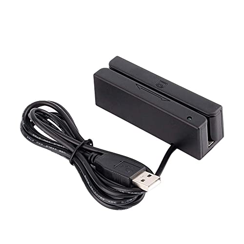 Walfront Lettore di Schede Lettore di Smart Card con Striscia Magnetica USB con 3 Tracce Hi Lo per Sistema POS Registro Cassa Bancari Controllo Accessi Verifica ID,ECC