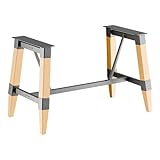 Glownary Industrial Trestle Table Base, Bleached Oak Finish, Steel and Wood Construction, 45.8x25.4x28 Inches, 400 lb Capacity, Indoor Use