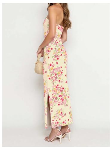 SOLY HUX Women's Summer Floral Tube Maxi Dress Strapless Sleeveless Split Bodycon Long Dresses Sundress2