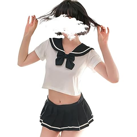 Anime Cosplay Lingerie Costumes Japanese Mini Sailor Suit Women Sexy Schoolgirls Outfit Lovely (black) Cover