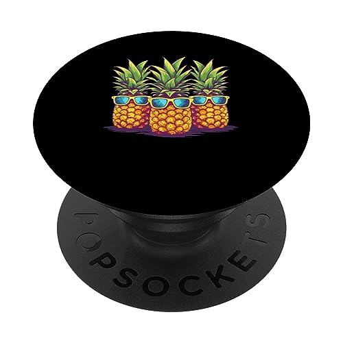 Pineapple Sunglasses Fruit Hawaii Aloha Hawaiian Men Women PopSockets Swappable PopGrip, Black