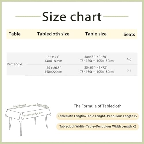 Image of Cortina Tablecloth for Dining Table Waterproof Table Cover, Cotton Linen Fabric Rectangle Tablecloth (Boho-Blue, 4 Seater)