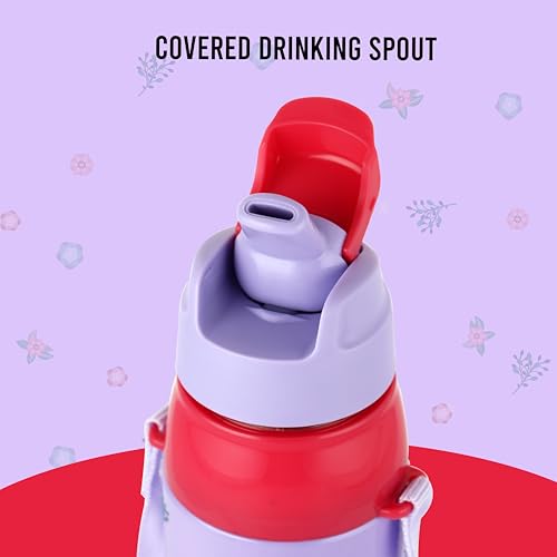 Image of CELLO Kidzbee Era 600 Insulated Kids Water Bottle 520 ml, Lavender | 3D Touch & Feel Dream Weavers Design One Hand Grip Lightweight Leakproof Easy Sip Flip Cap Insulated Water Bottle for School Kids