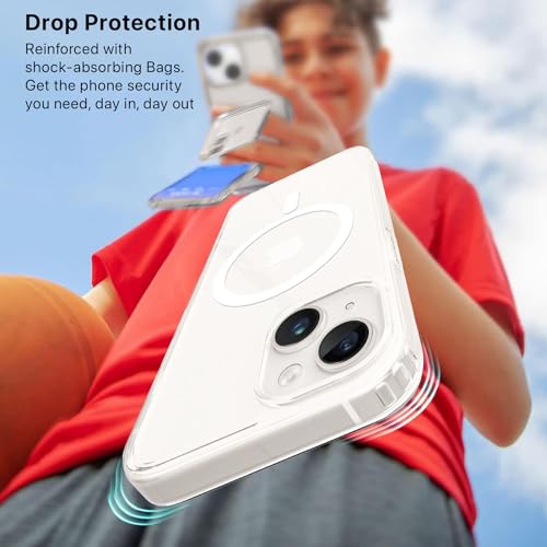 Image of Vaku Luxos Glassy MagPro for iPhone 14 Cover Case, Crystal Transparent, Non-Yellowing, Shockproof, Scratch Resistant, Slim, Thin, Military-Grade Protection Compatible with MagSafe Back Cover