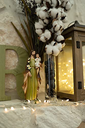 St Joseph Statue - 8Inch Joseph Statue For Selling House For Display - Saint Joseph Statue With Gift Box For Baptism, First Communion, Confirmation - Statue Saint Joseph Holding Baby Jesus 8Stjoseph #TOP6