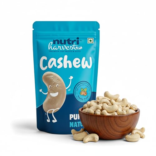 Image of NUTRI HARVEST Premium Natural Whole Cashews 500g Value Pack | Unsalted Kaju | Crunchy, Nutritious & Delicious Nuts | Rich in Protein, Magnesium & Phosphorus | Healthy Dry Fruits Snack (Pack of 1)