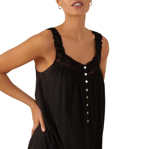 Eileen West Queen Anne's Lace Villa Blanca Knit Tank Ballet Nightgown for Women, 100% Cotton Sheer Jersey, 50" Length2