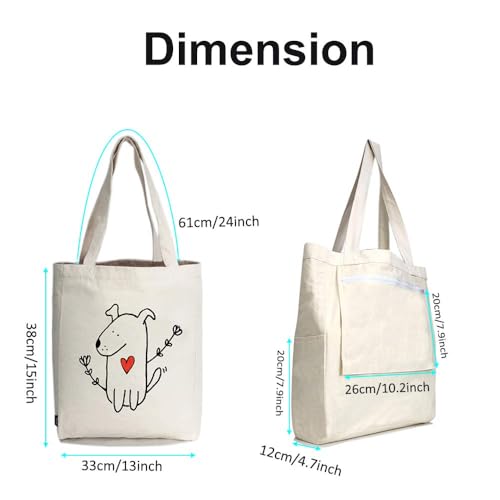 Netholid Canvas Tote Bag with 3 Inner Pocket Cotton Shopping Bag — view 5