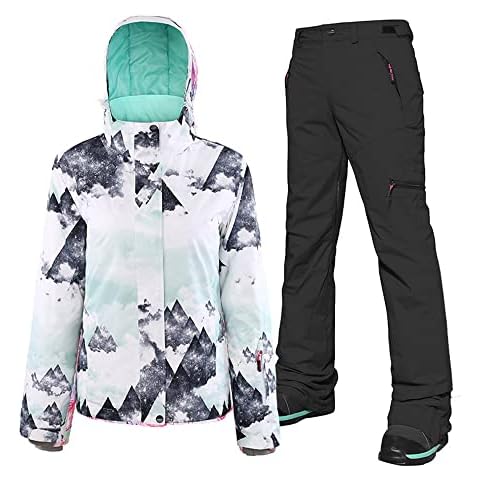 HOTIAN Women's Ski Jacket and Pants Set, Waterproof Windproof Snowsuits Snowboard Suit,Winter Warm Snowboarding Snow Coat MOUTAIN BK-S Cover