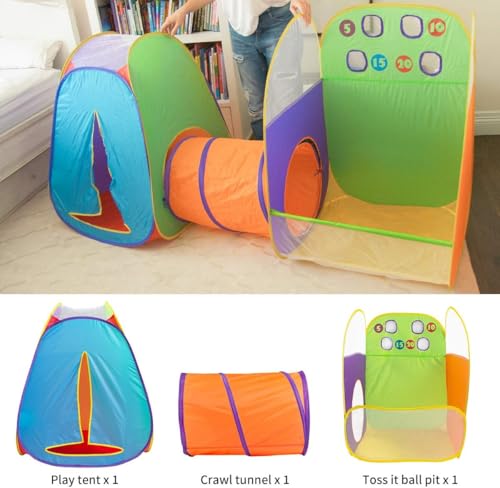 Image of Alvantor Kids Tent Play Tent Fun Toss It Game Zone 3-in-1 Pop Up Play Tunnel Indoor Outdoor Great Game & Toy Gift for Children (Include 4 Balls)