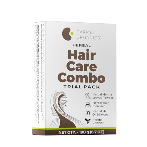 Image of CARMEL ORGANICS Herbal Hair Care Combo - Trial Pack of 4 Natural Herbs for Healthy Hair | 100% Pure & Natural | Ideal for Hair Growth, Dandruff, and Shine, Mini Pack. Mighty Herbs. Test Before You Invest
