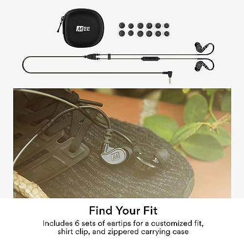 Image of MEE Audio M6 Sport Wired Earbuds, in Ear Headphones, 3-Button Remote, Sweatproof Earphones for Running /Gym /Workouts with Memory Wire Earhooks, Headset Microphone, 3.5mm Jack Plug (Black)