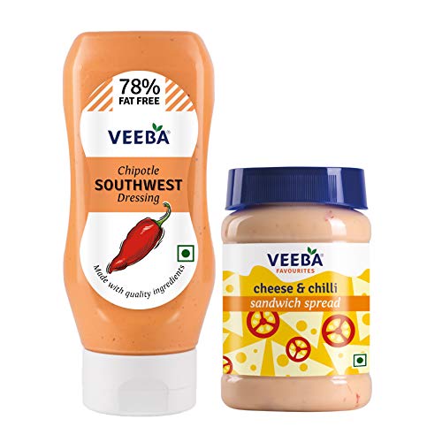 Image of Veeba Chipotle Southwest Dressing, 300 g & Cheese & Chilli Sandwich Spread, 250 g - Pack of 2