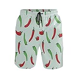 Piment Rouge Vert Dot Homme Short de Bain Respirant Séchage Rapide Maillot de Bains Etanc...