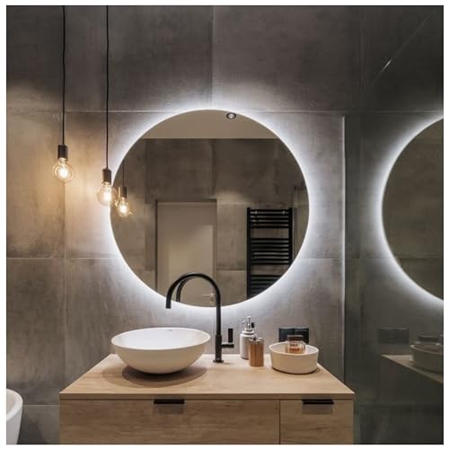 STYLE GLASS Specchio Rotondo da Parete RUBLO 60 cm, Specchio Retroilluminato Bagno, Led 4000K, Specchiera Bagno Made in Italy Bordo Filo Lucido Moderno
