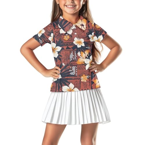 Xpyiqun Girls Golf Shirt Size 5-14 Short Sleeve Tennis Shirts Summer Athletic Collared Golf Tops Pullover Uniform