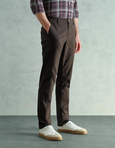Image of Arrow Sport Men Slim fit Cotton SolidMid Rise waistTrousers