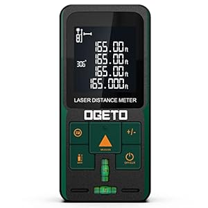 Laser Measure, OGETO Laser Distance Meter Device with Electronic Angle Sensor Portable Digital Measure Tool Range Finder with Bubble Levels and Large LCD Backlit