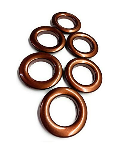 Image of FAPBADRI Curtain Eyelet Rings with Flexi Lock, Suitable for any 1 inch Curtain Rod - Copper Colour - 100 Pieces