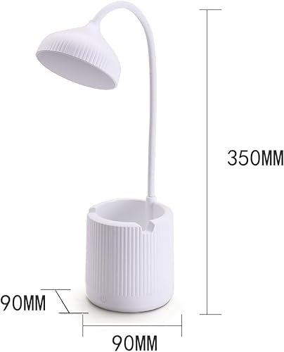 Miniatura 6 de Lámpara inalámbrica, lámparas de escritorio para oficina en casa, blanco, luz ajustable de 3 velocidades, con soporte para bolígrafo, cable de carga
