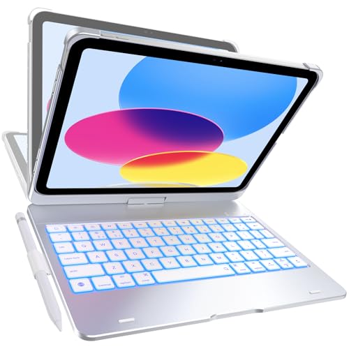 Image of typecase Flexbook Trackpad-Free Keyboard Case for iPad A16 11th /10th Gen | 360 Rotating, 11-Color Backlit Keys, Pencil Holder; Fits iPad A16 11″ (2025) & 10th Gen 10.9″ (2022), Silver