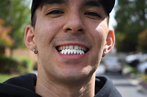 Topgrillz 18K Gold Plated Iced Out Simulated Diamond Grillz Top And Bottom Grills For Your Teeth With Extra Molding Bars Hip Hop (Silver Set) #TOP5